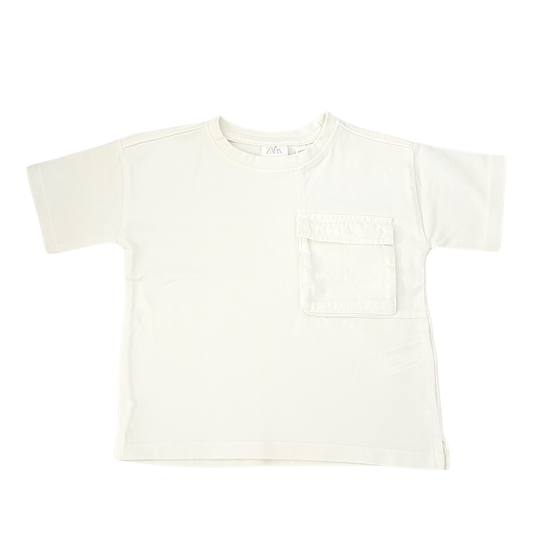 Zara pocket t-shirt in cream - size 2 image 0
