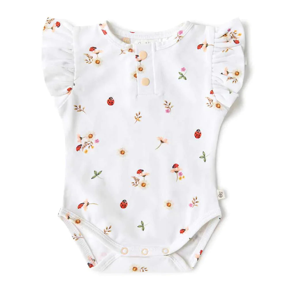 Snuggle Hunny ladybug organic short sleeve bodysuit with frill - size 2 image 0