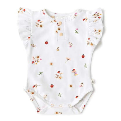 Snuggle Hunny ladybug organic short sleeve bodysuit with frill - size 2 image 0