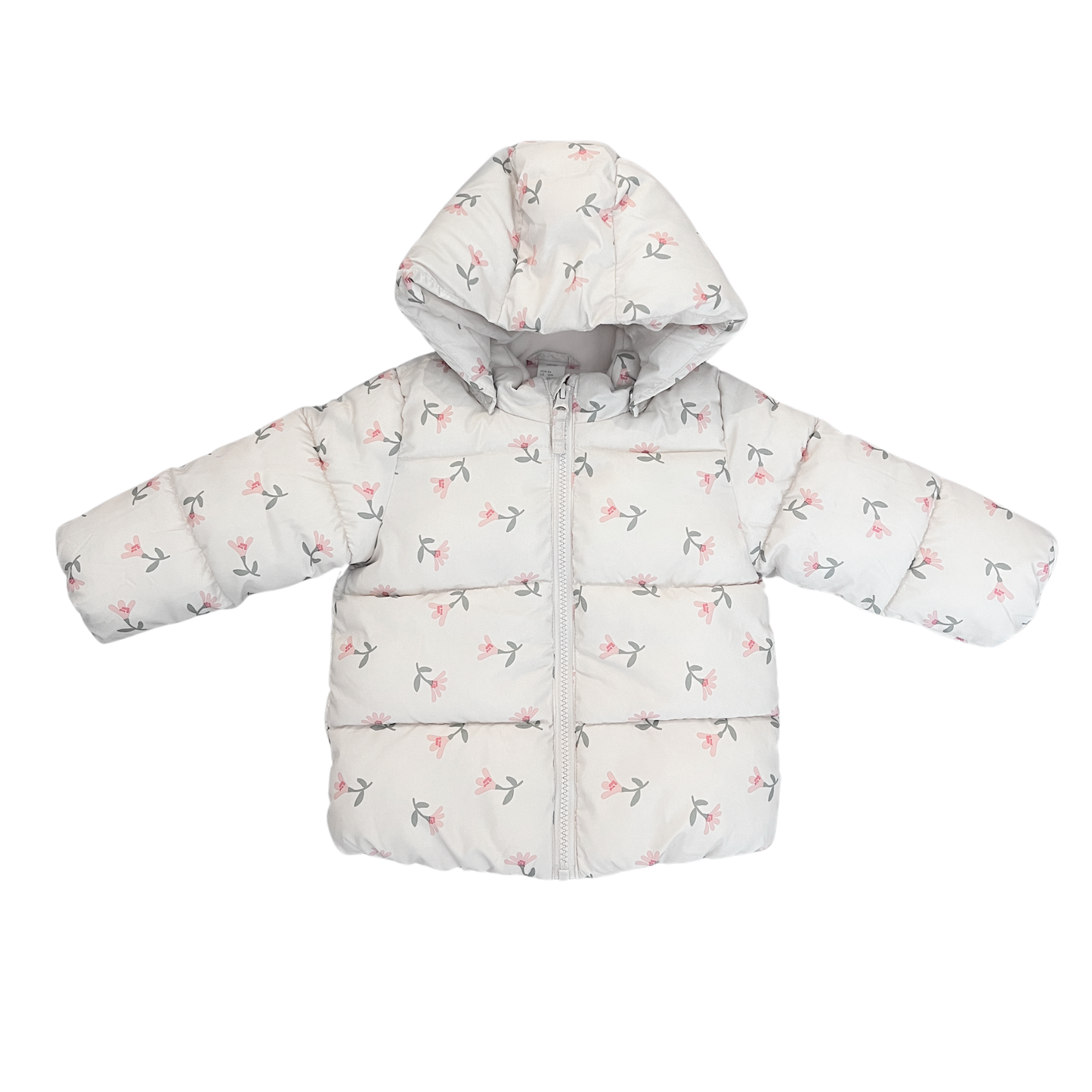 H+M Floral Water-Repellent Puffer Jacket - size 12-18m