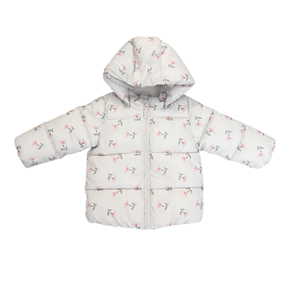 H+M Floral Water-Repellent Puffer Jacket - size 12-18m