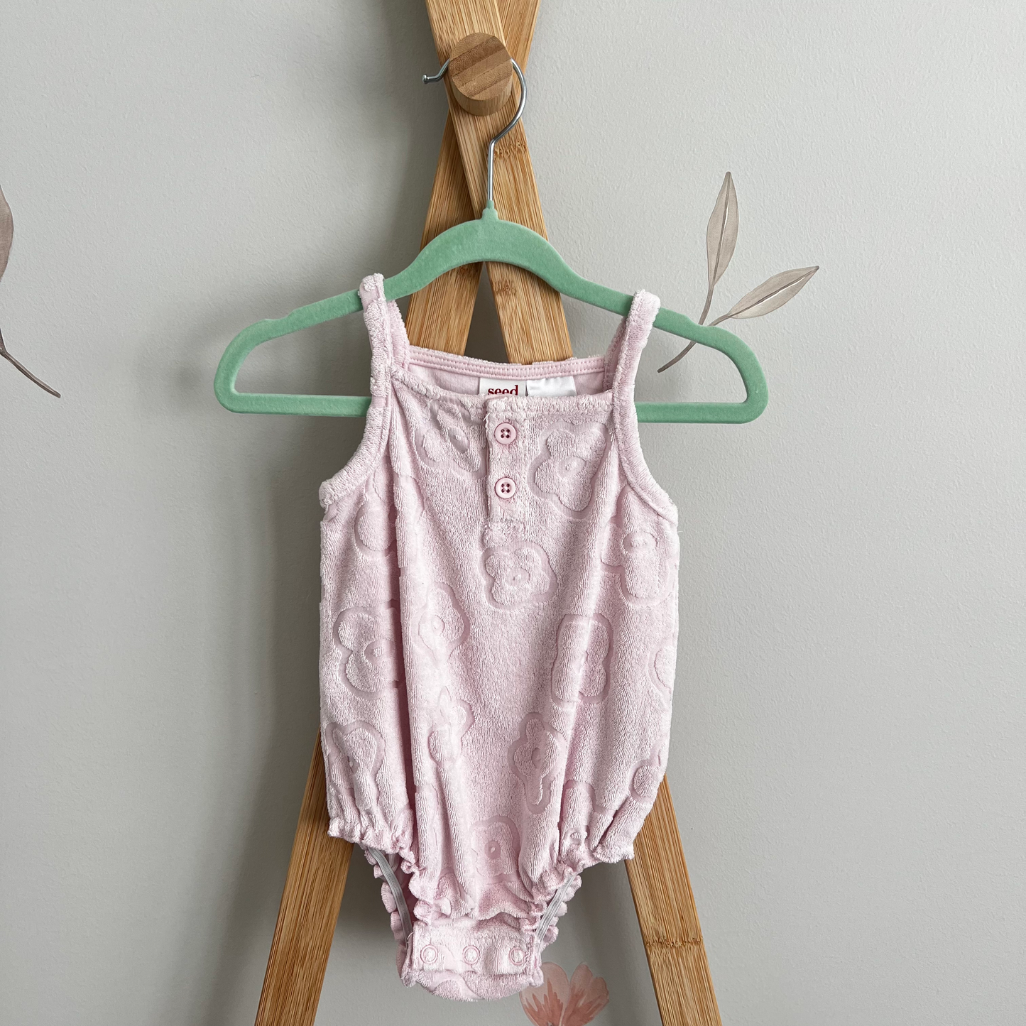 Seed Heritage terry flower romper - size 00 image 0