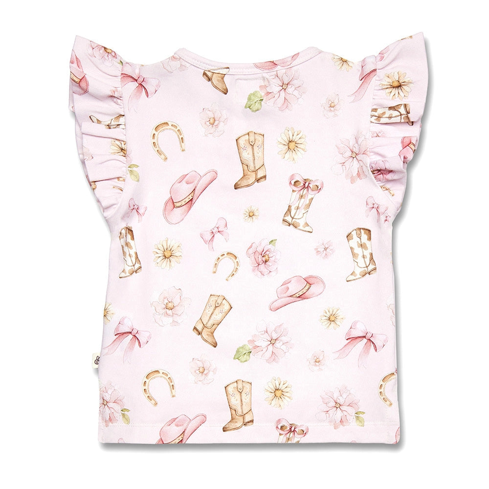 Snuggle Hunny Boots & Bows organic short sleeve top with frill