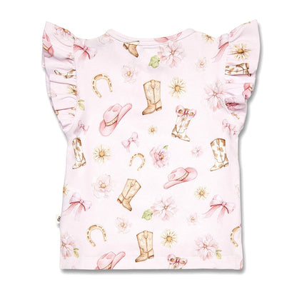 Snuggle Hunny Boots & Bows organic short sleeve top with frill
