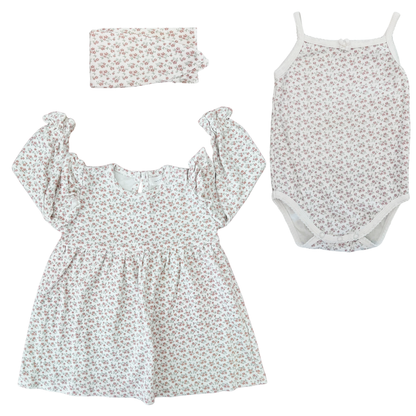 Jamie Kay Frankie dress, bodysuit + headband in posy milk - size 0