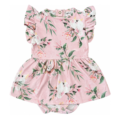Snuggle Hunny Cockatoo Short Sleeve Organic Dress - size 1