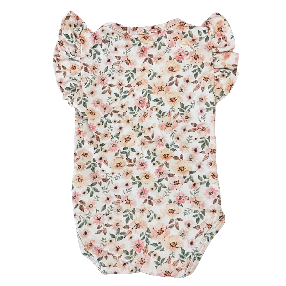 Snuggle Hunny Spring Floral Short Sleeve Organic Bodysuit with Frill - size 00