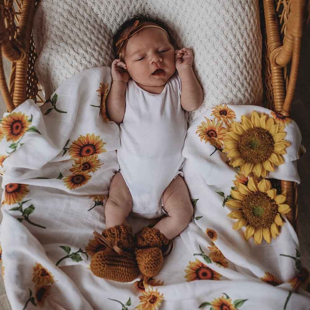 Snuggle Hunny sunflower organic muslin wrap image 3