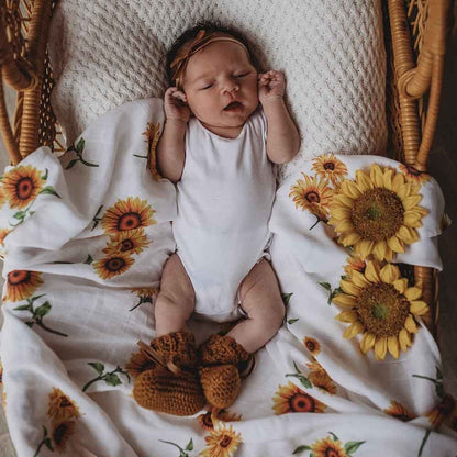Snuggle Hunny sunflower organic muslin wrap image 3