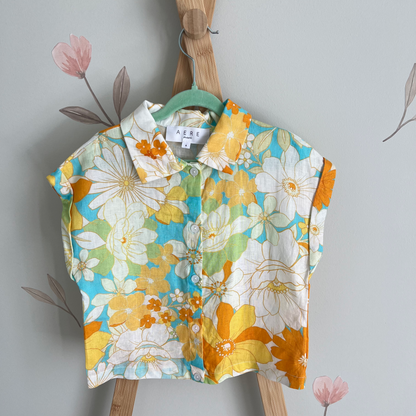 Aere linen floral button up shirt - size 4 image 0