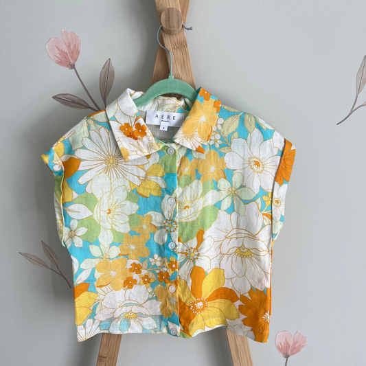 Aere linen floral button up shirt - size 4 image 0