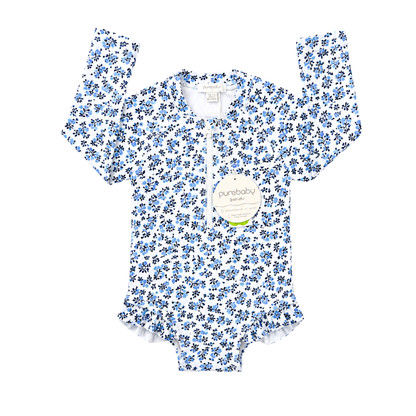 Purebaby floral long sleeve swimsuit - size 1 image 0