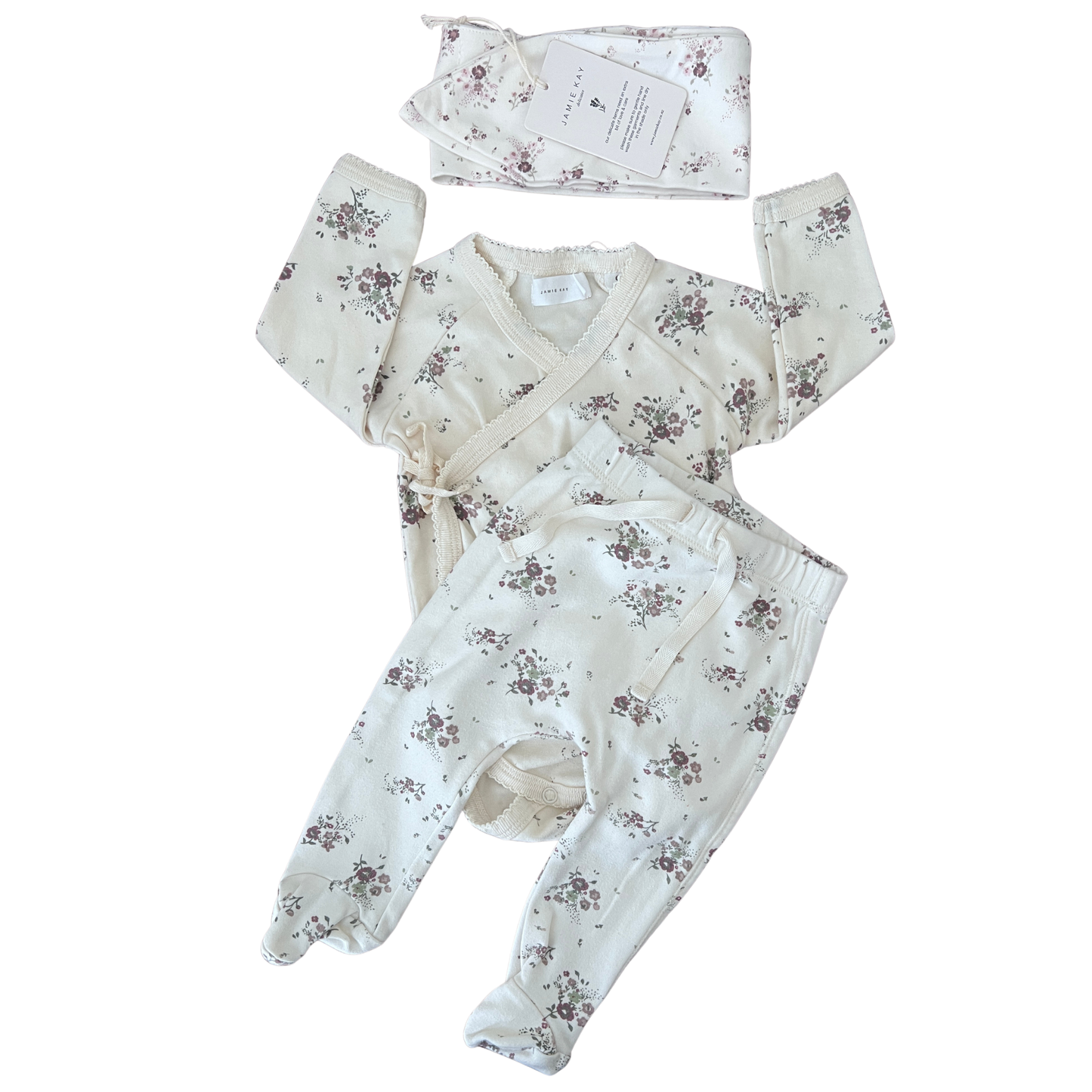 Jamie Kay Bodysuit, pants + headband set in lauren floral - size 00