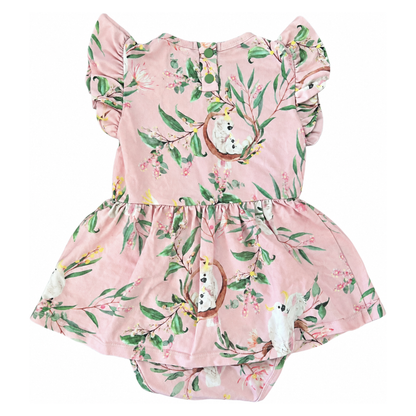 Snuggle Hunny Cockatoo Short Sleeve Organic Dress - size 1