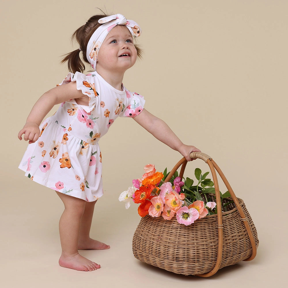 Snuggle Hunny poppy short sleeve organic dress - size 1 image 3