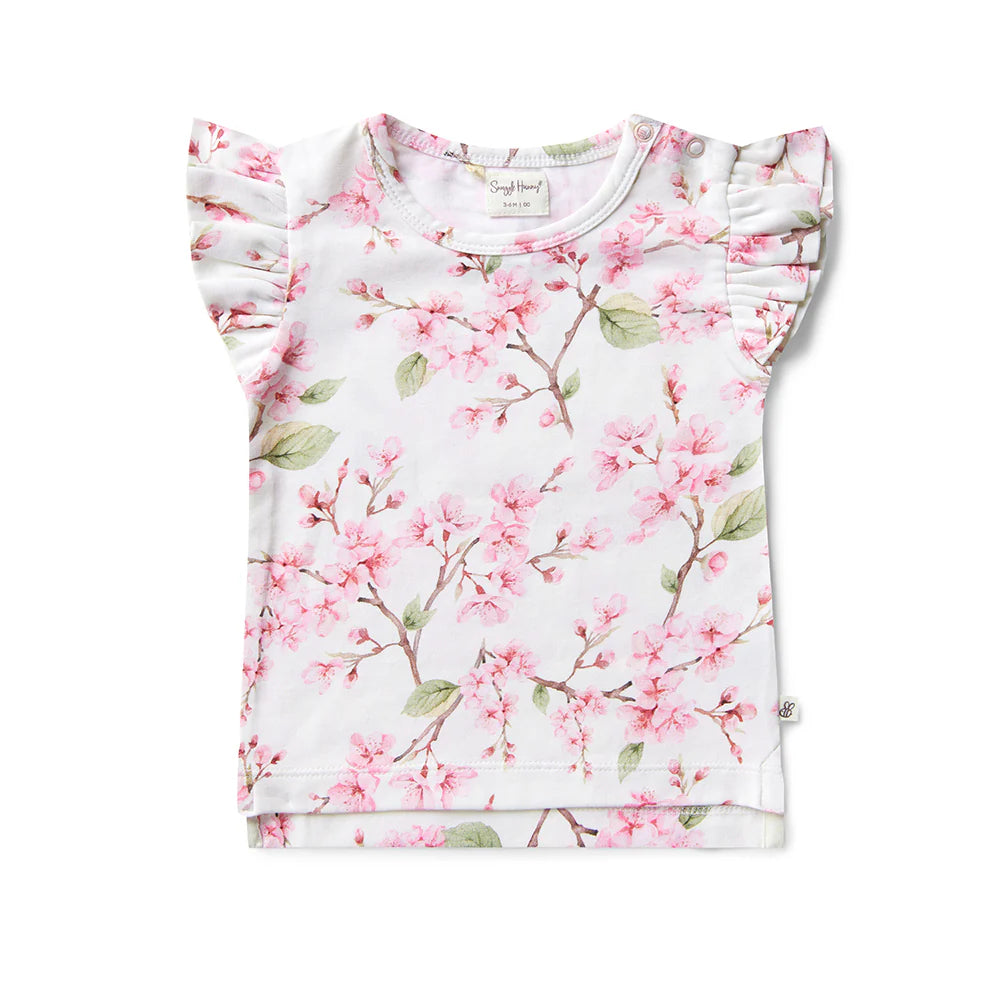 Snuggle Hunny cherry blossom organic t-shirt with frill - size 000 image 0