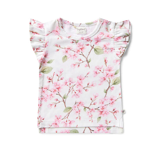 Snuggle Hunny cherry blossom organic t-shirt with frill - size 000 image 0
