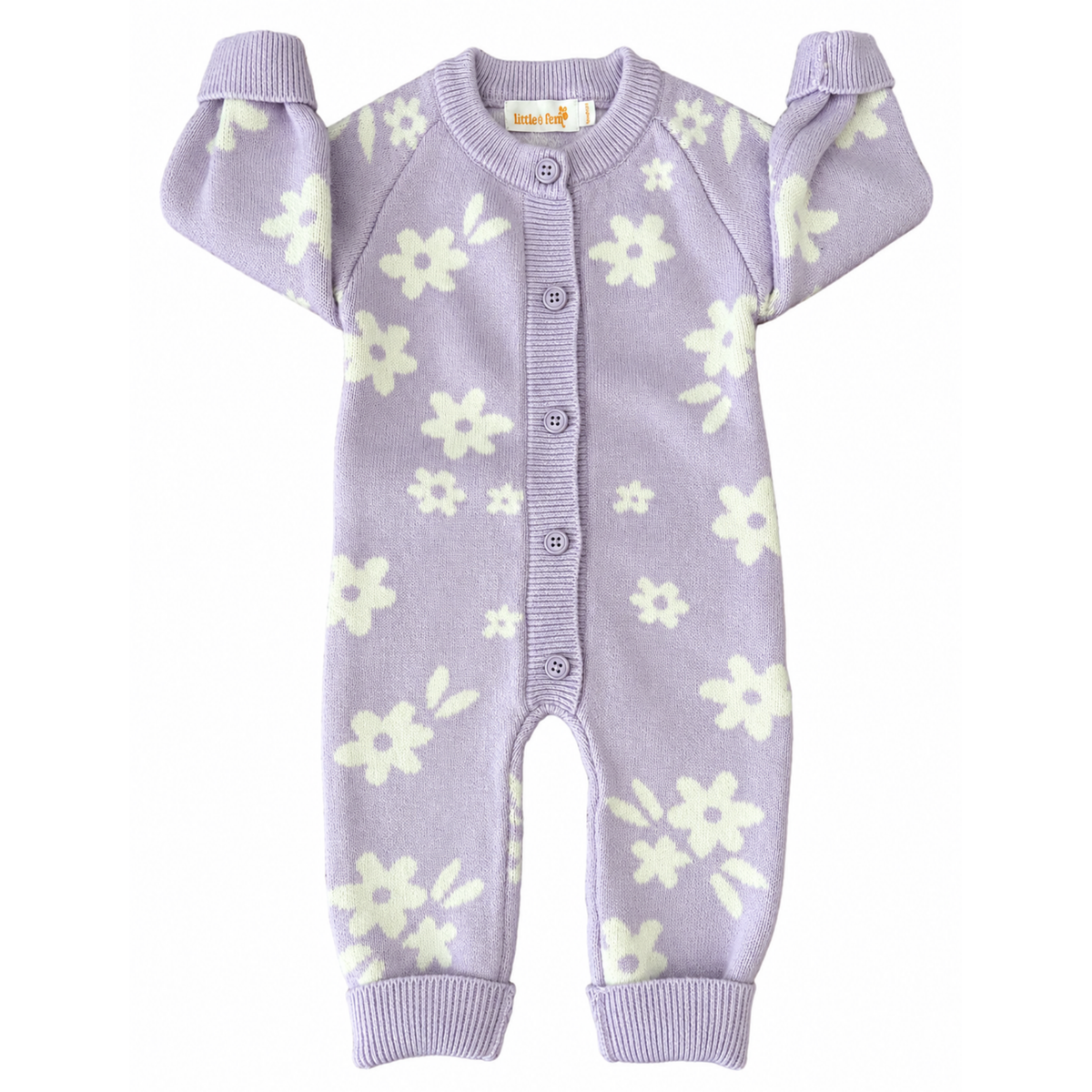 Little & Fern Daisy Lilac Knit Classic Romper - size 0000