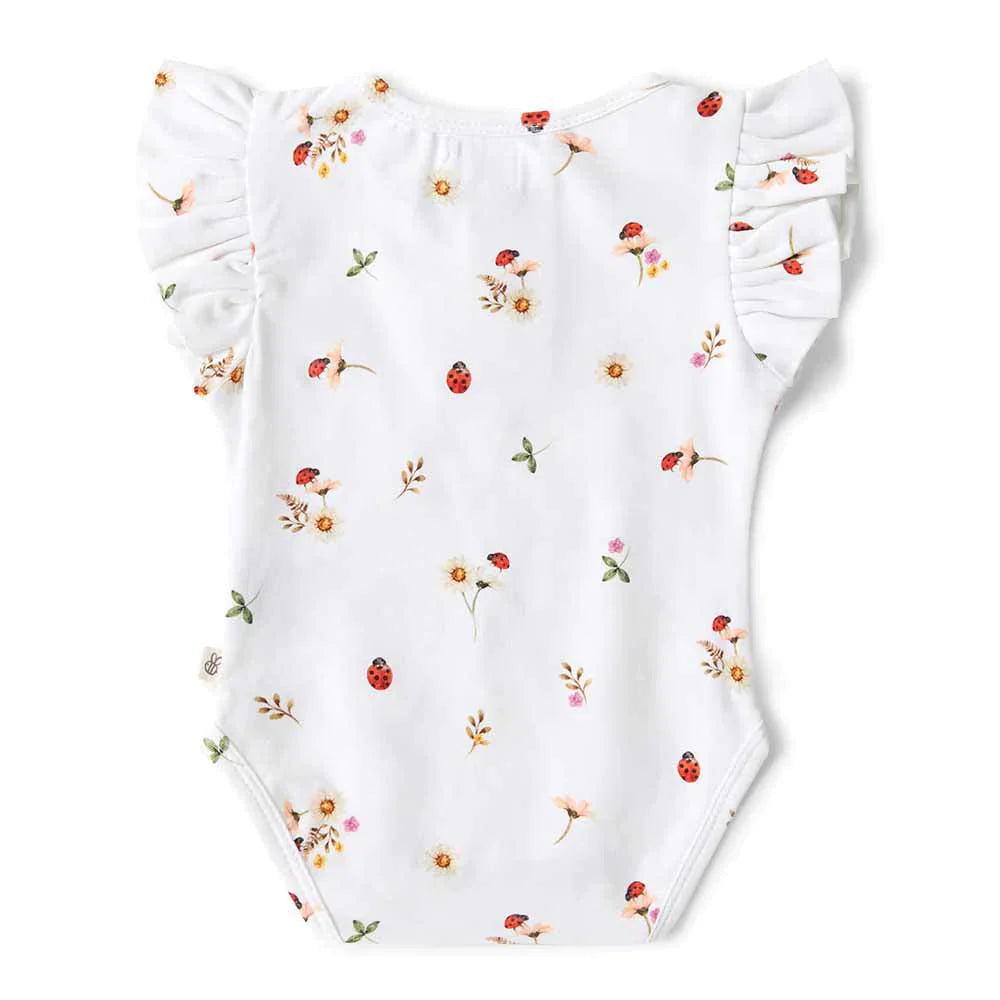 Snuggle Hunny ladybug organic short sleeve bodysuit with frill - size 2 image 1