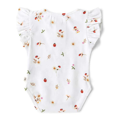 Snuggle Hunny ladybug organic short sleeve bodysuit with frill - size 2 image 1