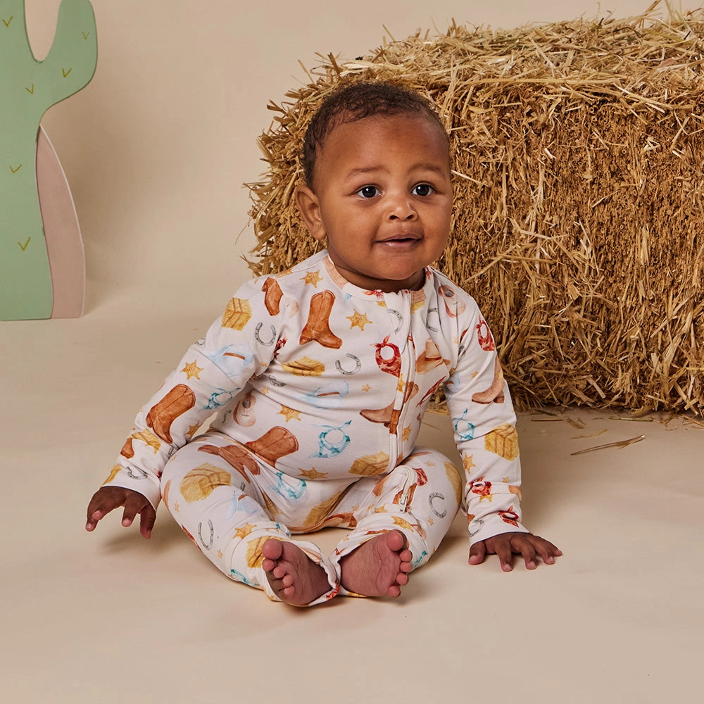 Snuggle Hunny Cowboys organic convertible romper