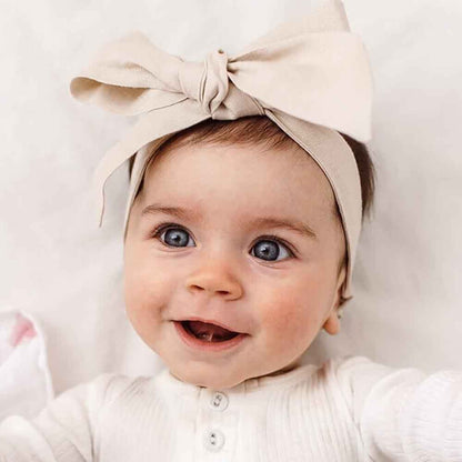Snuggle Hunny pre-tied linen bow - natural image 1