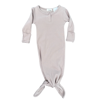 Mini Heritage ribbed gown in fawn - size 0-6 months image 0