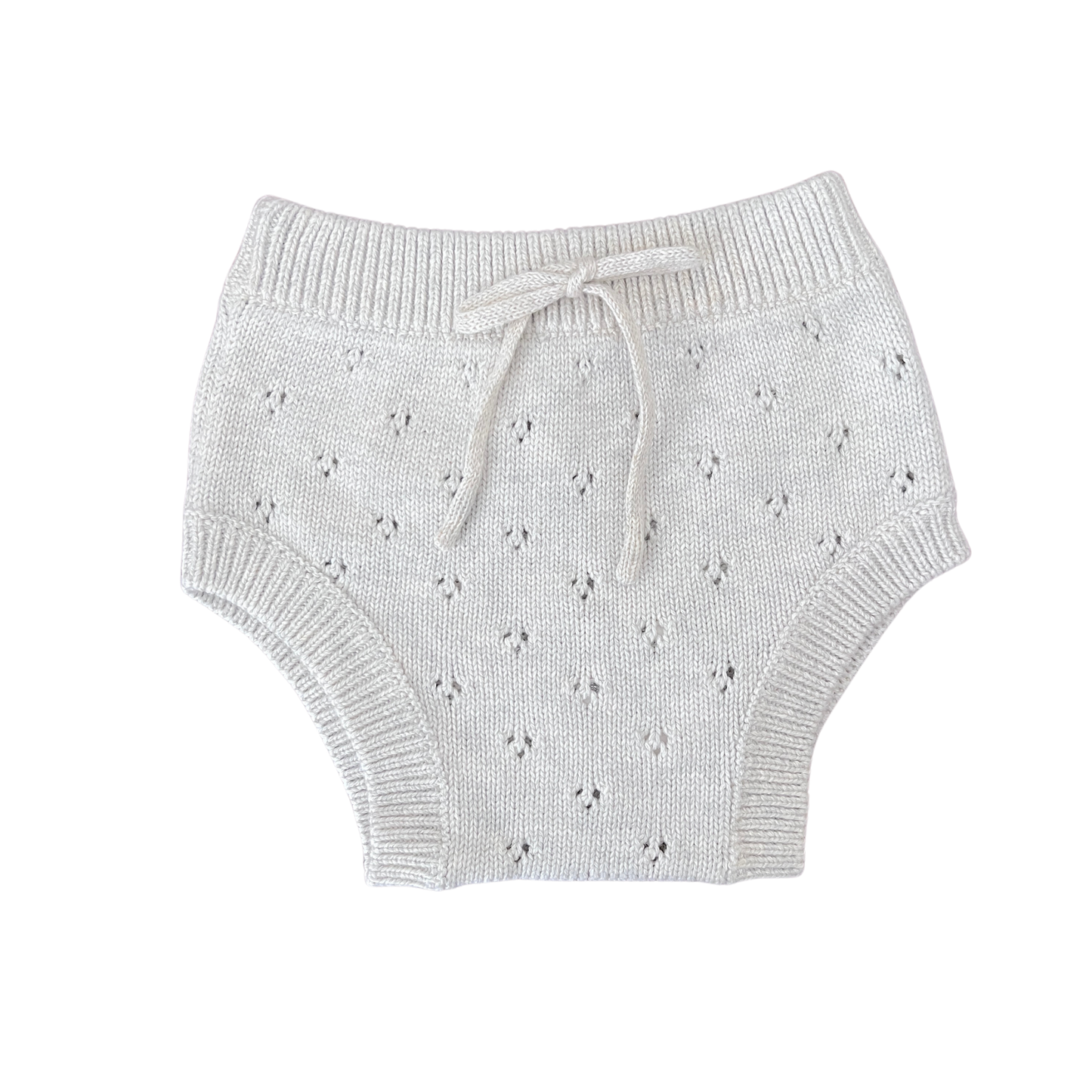Jamie Kay Pointelle knit bloomer in oatmeal melange - size 1