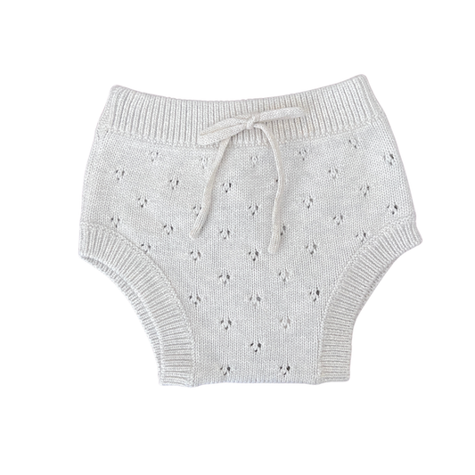 Jamie Kay Pointelle knit bloomer in oatmeal melange - size 1