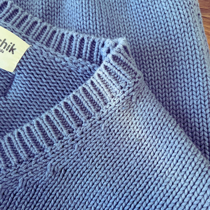 Ponchik Blue V-Neck Knit Cardigan - size 4