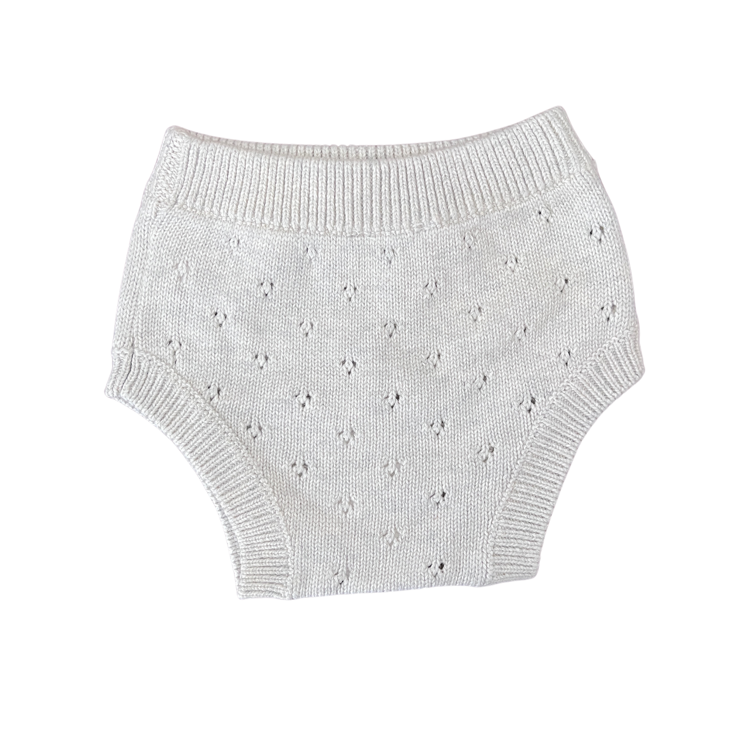 Jamie Kay Pointelle knit bloomer in oatmeal melange - size 1
