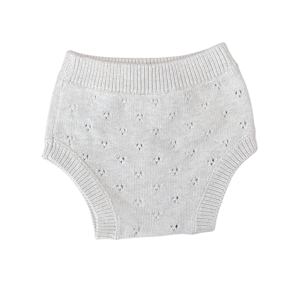 Jamie Kay Pointelle knit bloomer in oatmeal melange - size 1