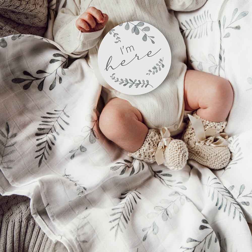 Snuggle Hunny reversible milestone cards - wild fern & grey image 2