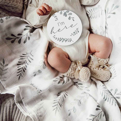 Snuggle Hunny reversible milestone cards - wild fern & grey image 2
