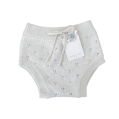 Jamie Kay Pointelle knit bloomer in oatmeal melange - size 1