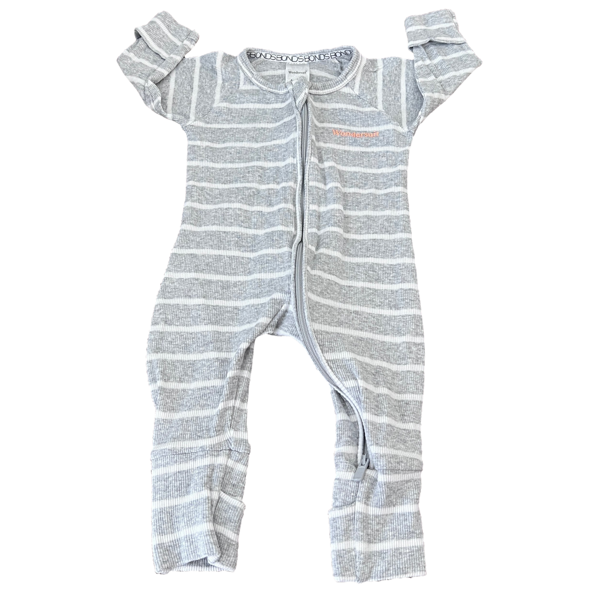 Bonds Grey Stripe Ribbed Wondersuit - size 000