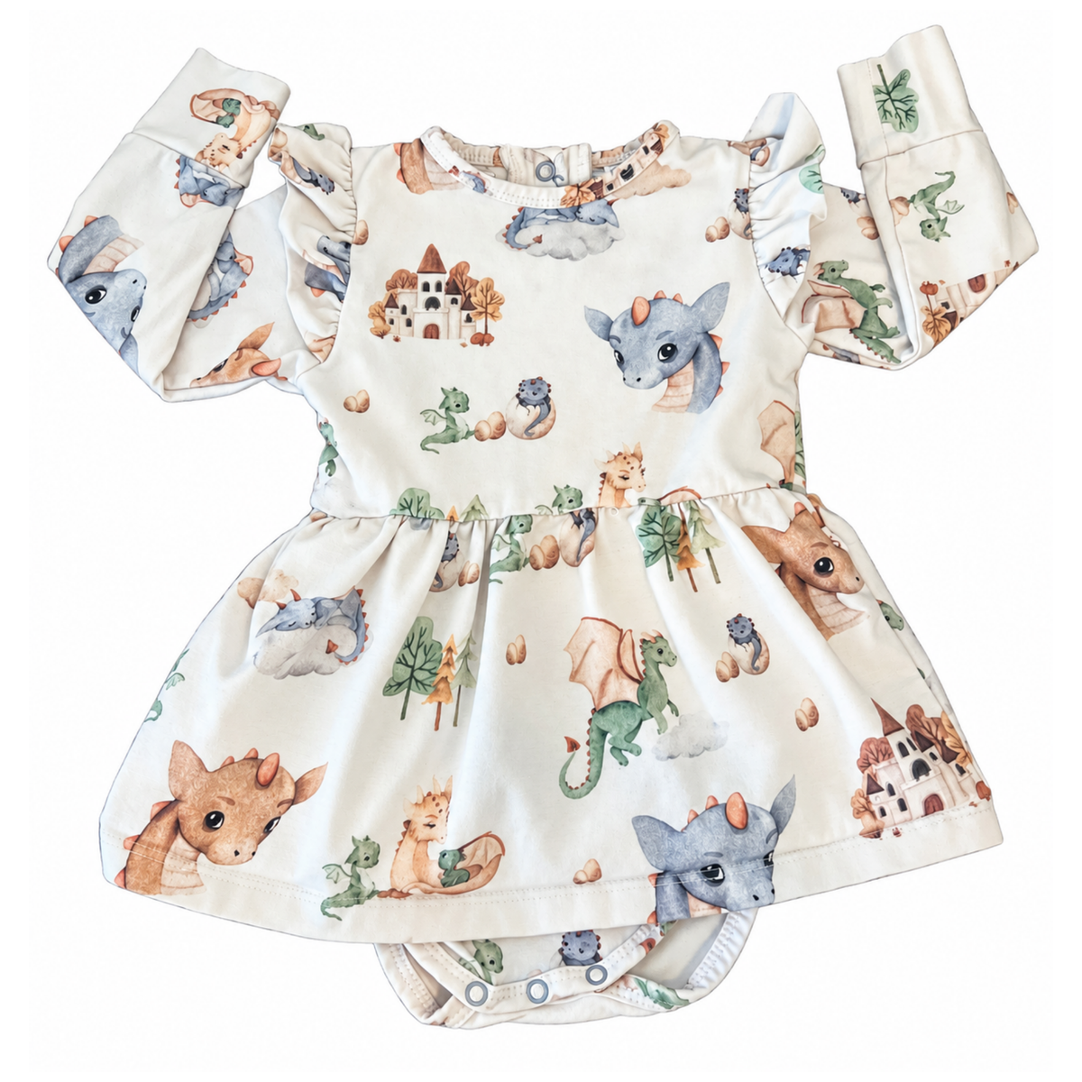 Snuggle Hunny Dragon Long Sleeve Organic Dress - size 0