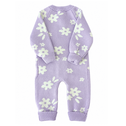 Little & Fern Daisy Lilac Knit Classic Romper - size 0000