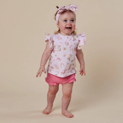 Snuggle Hunny Boots & Bows organic short sleeve top with frill