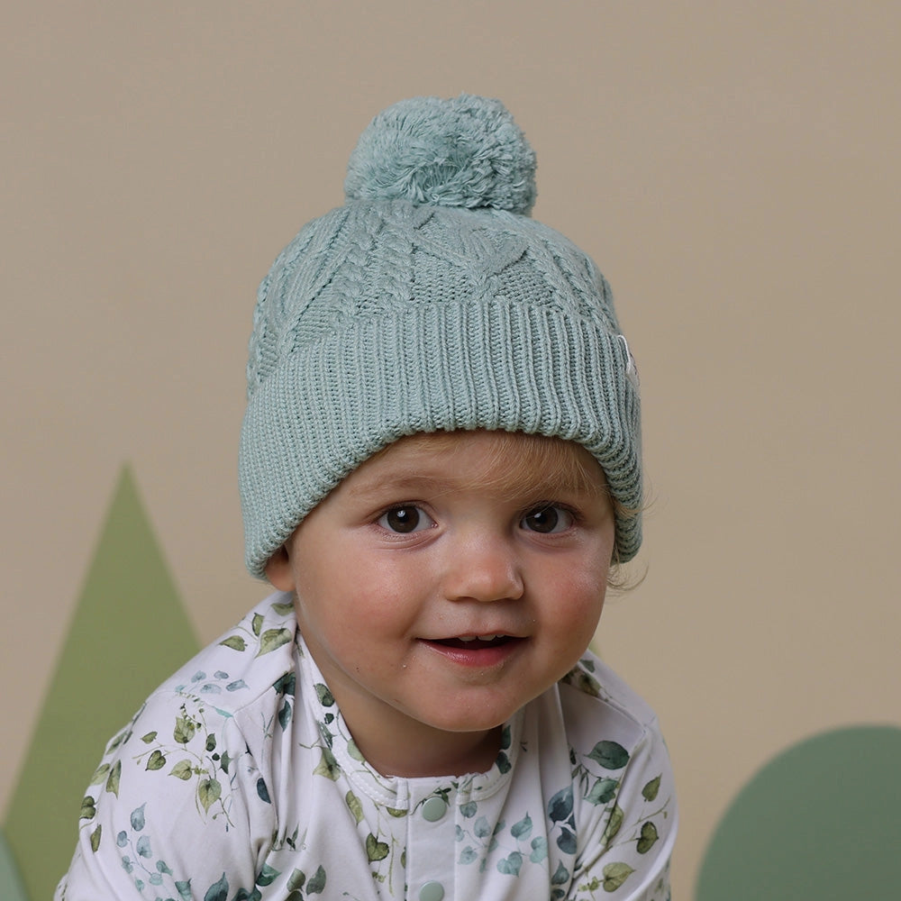 Snuggle Hunny sage organic knit beanie - size 0-6 months image 2