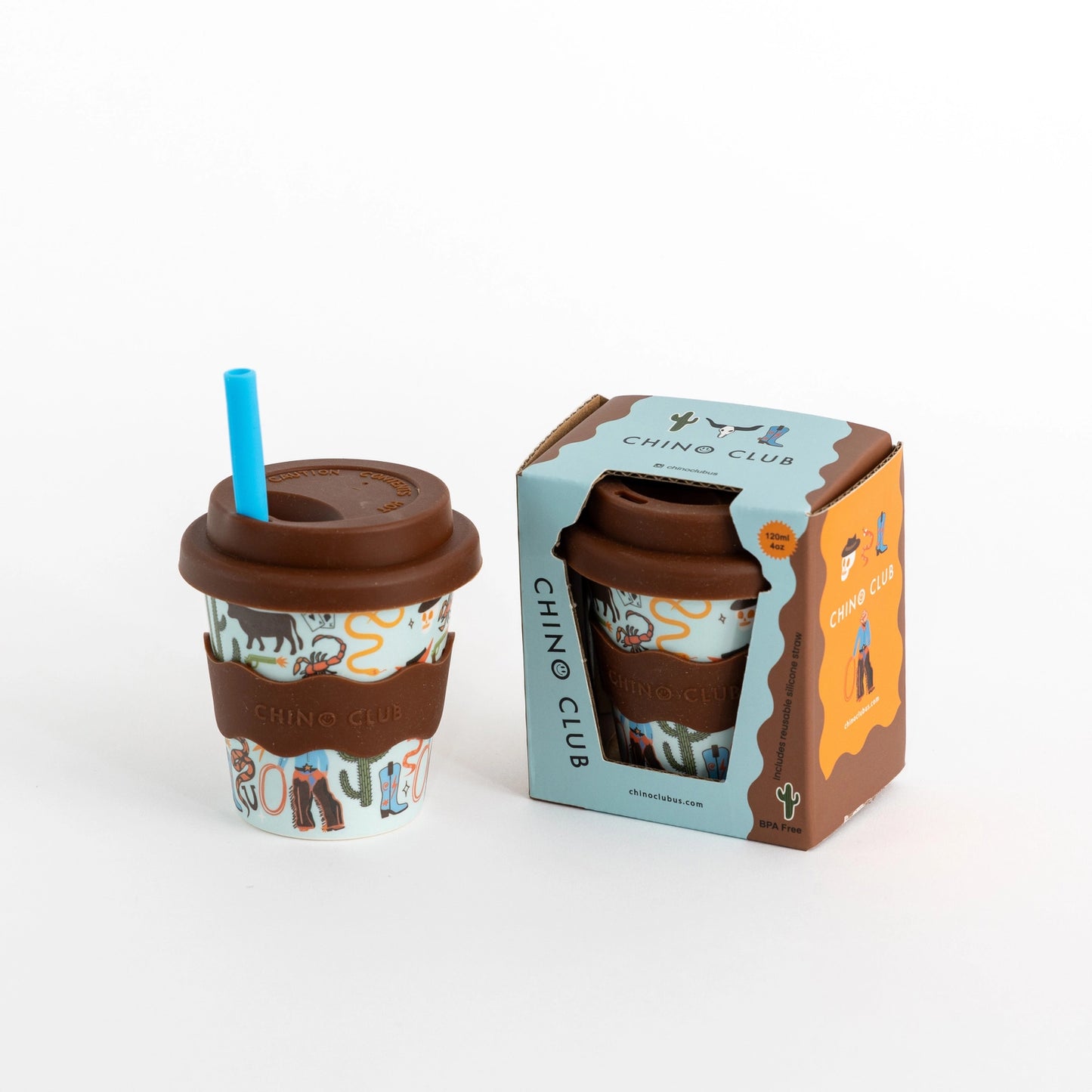 Chino Club - Cowboy Babychino Cup 4oz + straw image 1
