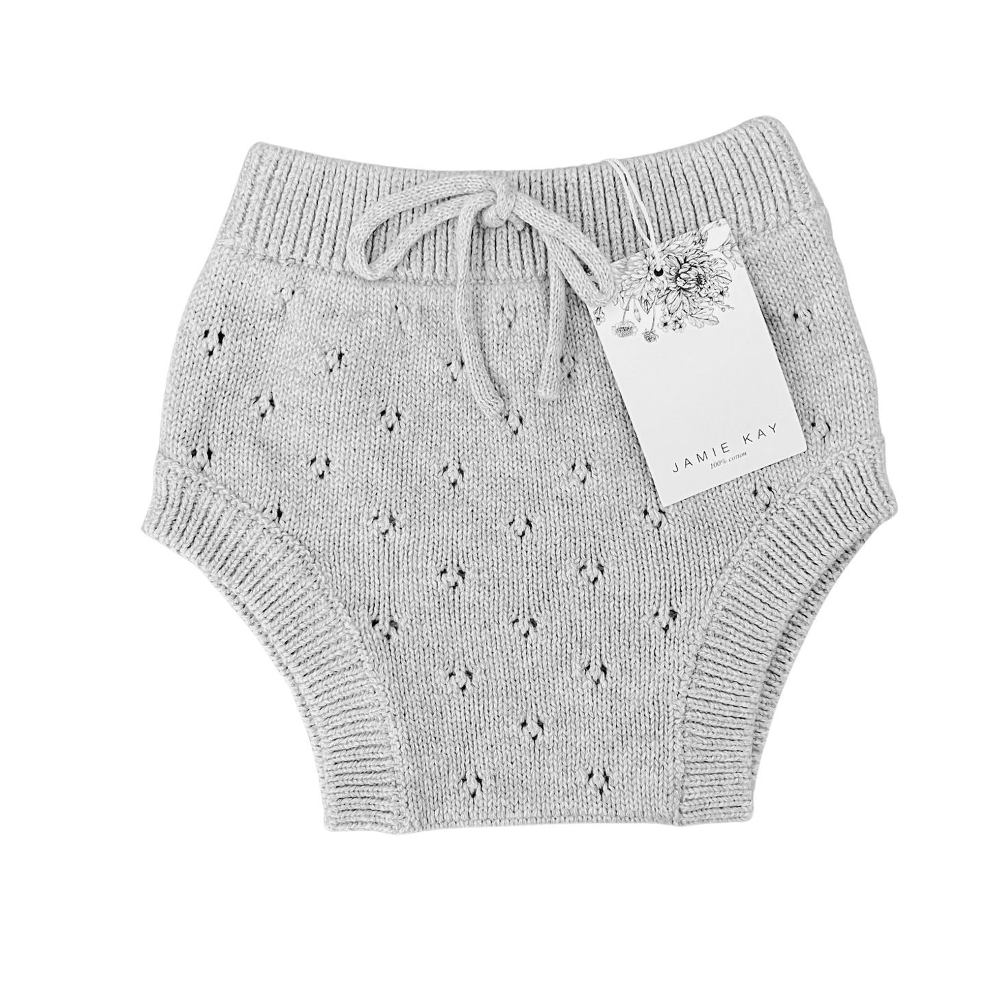 Jamie Kay Pointelle knit bloomer in grey marle - size 1