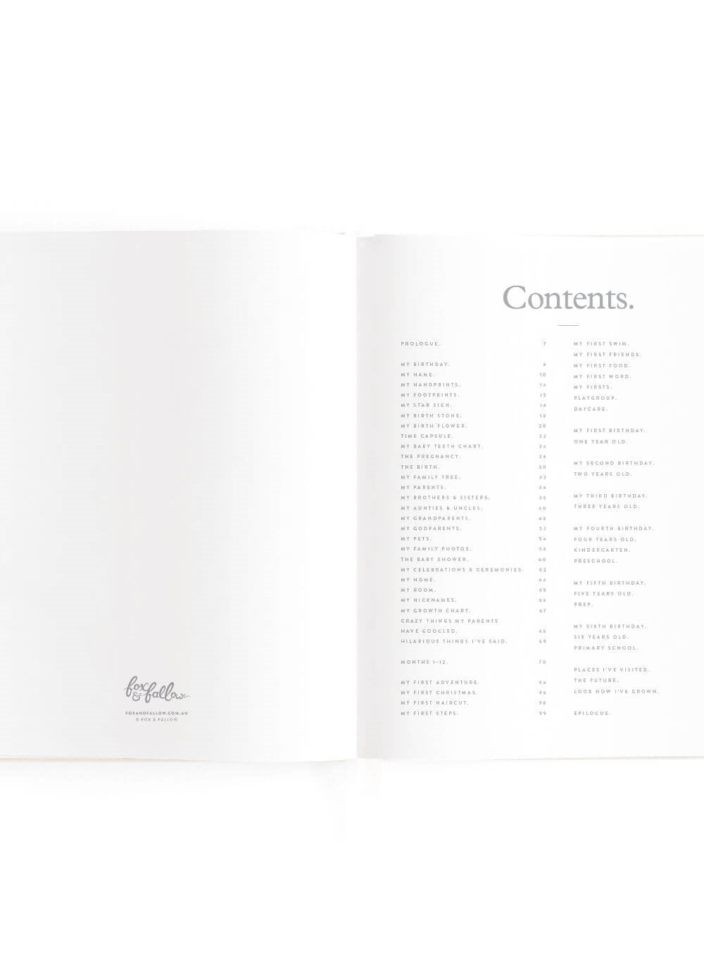 Fox and Fallow baby milestones book years 0-6 - oatmeal image 3