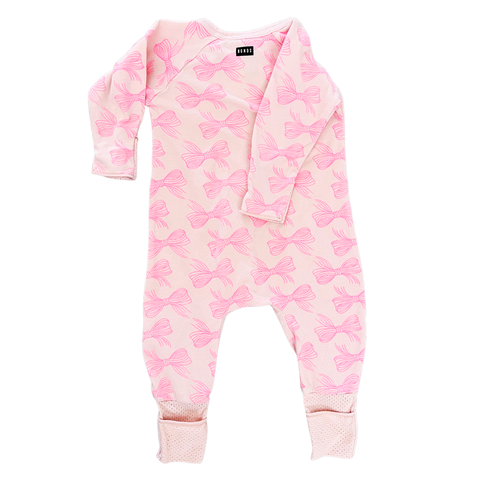 Bonds wondercool zip wondersuit in pink bows - size 000 image 1