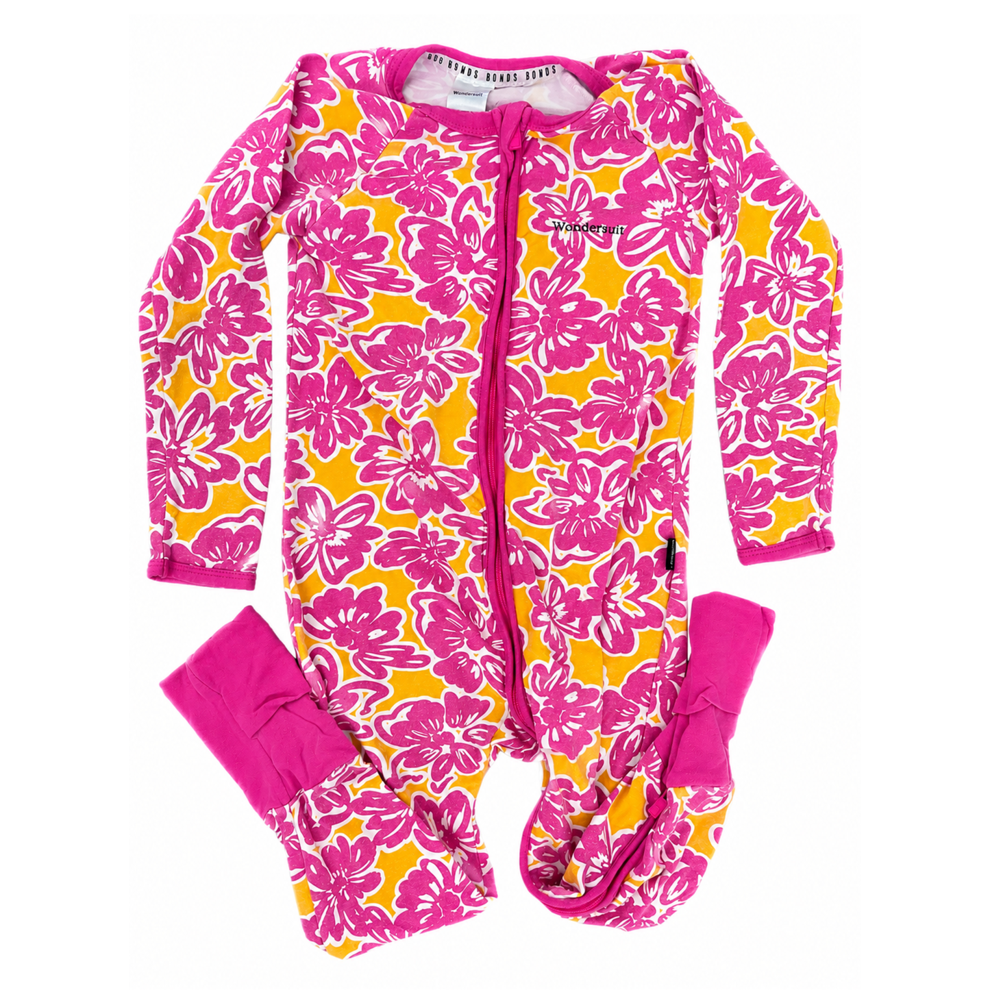 Bonds zip wondersuit in pink flower print - size 3 image 0