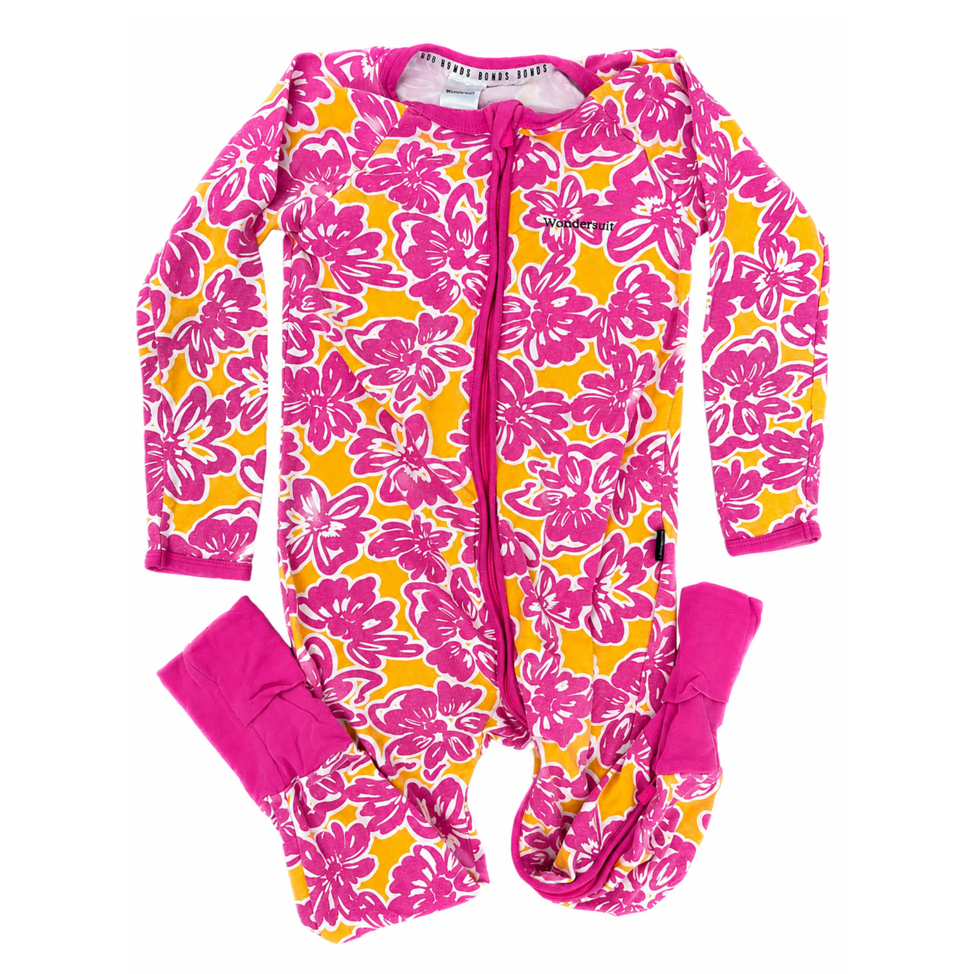 Bonds zip wondersuit in pink flower print - size 3 image 0