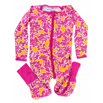 Bonds zip wondersuit in pink flower print - size 3 image 0