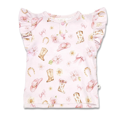 Snuggle Hunny Boots & Bows organic short sleeve top with frill