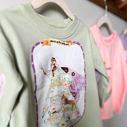 Brigitte May fairy folk long sleeve tee in sage image 2