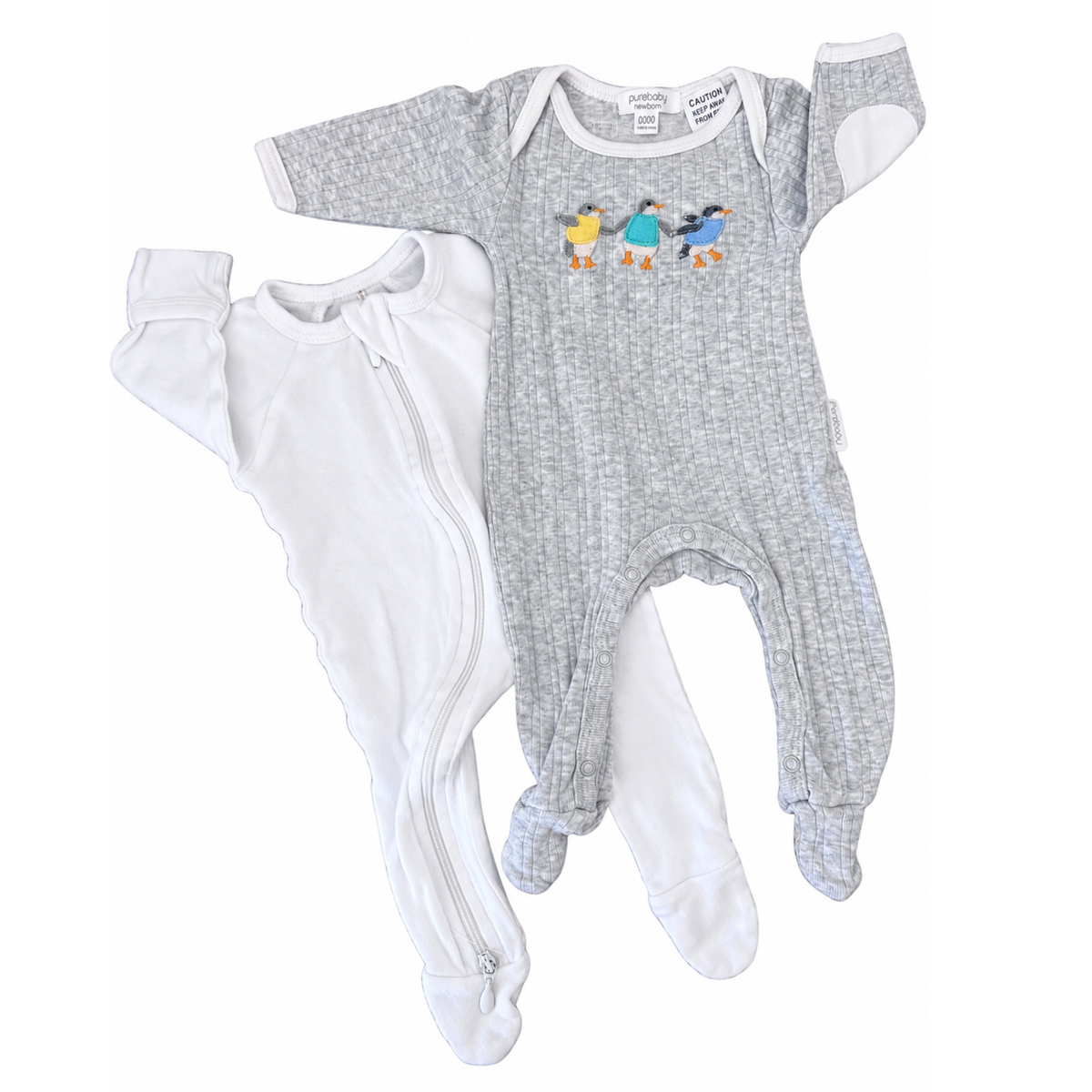 Purebaby 2 Pack Growsuit - size 0000